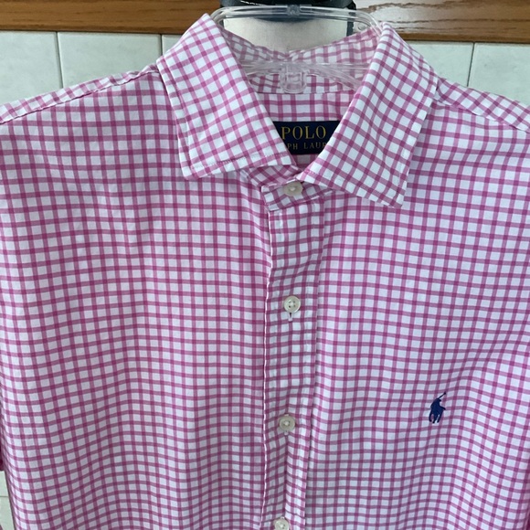 Polo Ralph Lauren Pink/White Check, Long Sleeve Men’s Shirt, Sz M - Picture 3 of 9